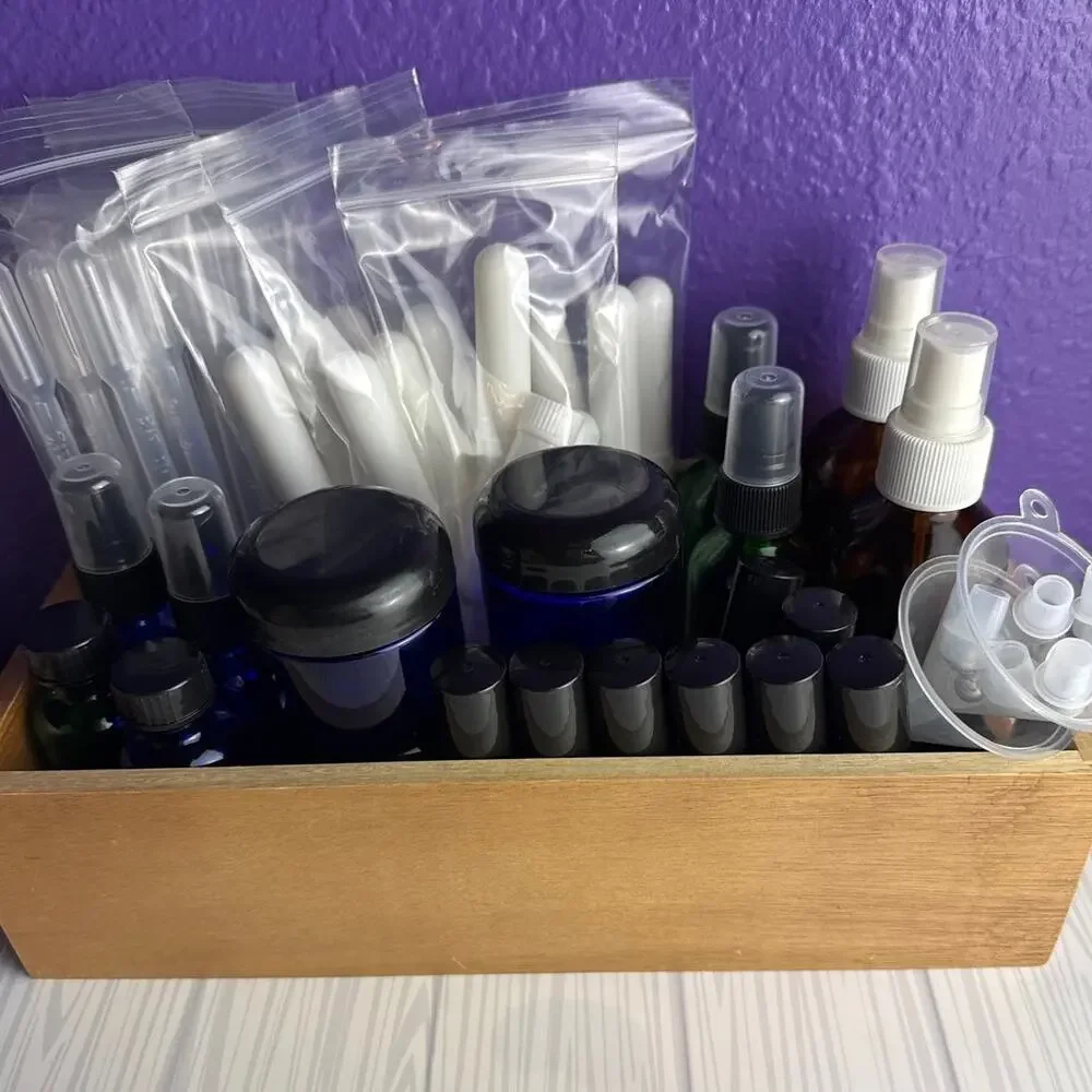 HUGE Lot Essential Oil Supplies Roller Bottles Inhalers Blue Jars Sprayer NEW #2